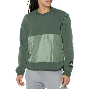 Adidas fleece green sweatshirt with droptail hem (men's M)